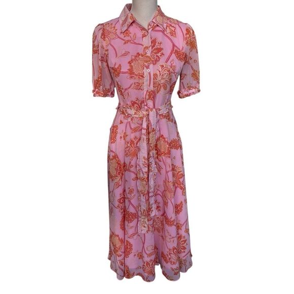 Derek Lam Pink Floral Shirt Dress 38 - Picture 3 of 6